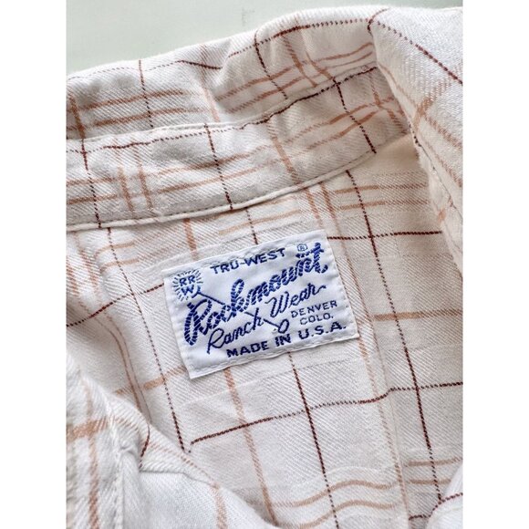 Vintage 00's ROCKMOUNT Made in USA White Check Snap Front Western Shirt, Size S - Picture 12 of 13